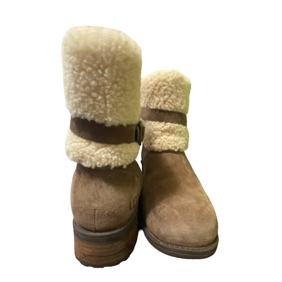 UGG Blayre II Brown and Cream Shearling Boots Women’s 9 - Picture 4 of 6